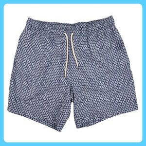 Faherty Swim Trunks‎ Shorts Men XXL Blue Poly Stretch Fish Scale Beach Pool 7"